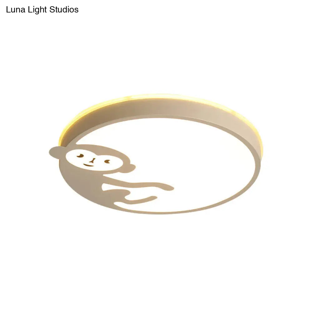 ديكوربايتس™ مصباح سقف لغرفة نوم الأطفال بتصميم قرد باللون الأبيض - تركيبات سقف للأطفال