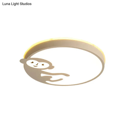 ديكوربايتس™ مصباح سقف لغرفة نوم الأطفال بتصميم قرد باللون الأبيض - تركيبات سقف للأطفال