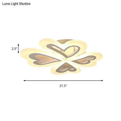 Lámpara de techo DecorBites™ con forma de corazón y pétalos para dormitorio infantil - Montaje empotrado en acrílico - Bonita y práctica