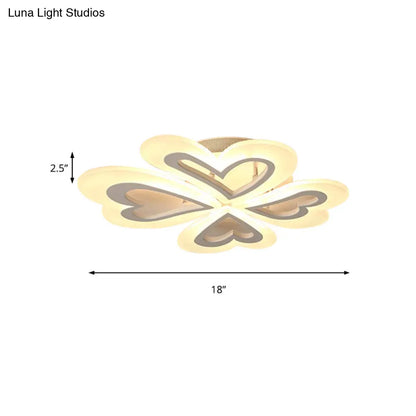 Lámpara de techo DecorBites™ con forma de corazón y pétalos para dormitorio infantil - Montaje empotrado en acrílico - Bonita y práctica