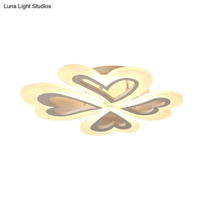 Lámpara de techo DecorBites™ con forma de corazón y pétalos para dormitorio infantil - Montaje empotrado en acrílico - Bonita y práctica