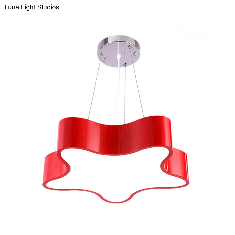 DecorBites™ Child Care Centre LED Hanging Light Kids Red/Green/Yellow Finish Drop Pendant with Star Acrylic Shade, 11"/15" W