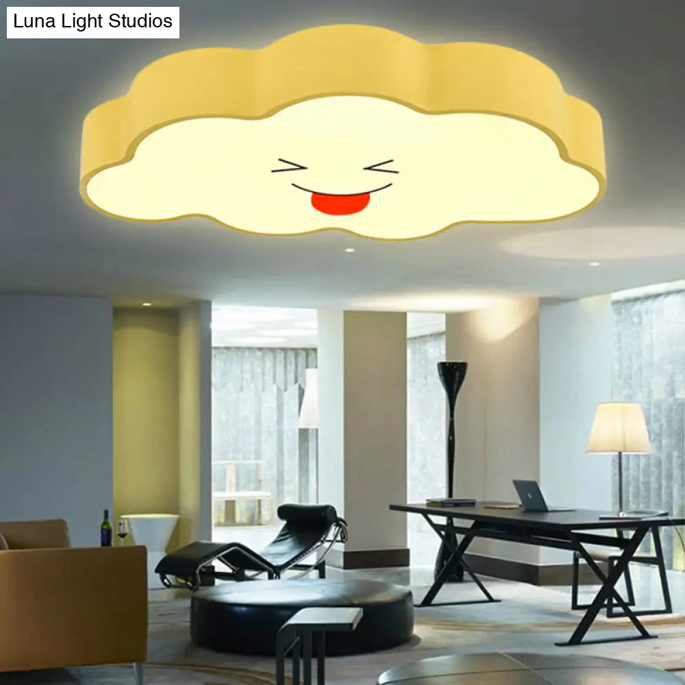 DecorBites™ DecorBites™ Child-Friendly Yellow Cloud Flush Mount Ceiling Lamp for Kindergarten