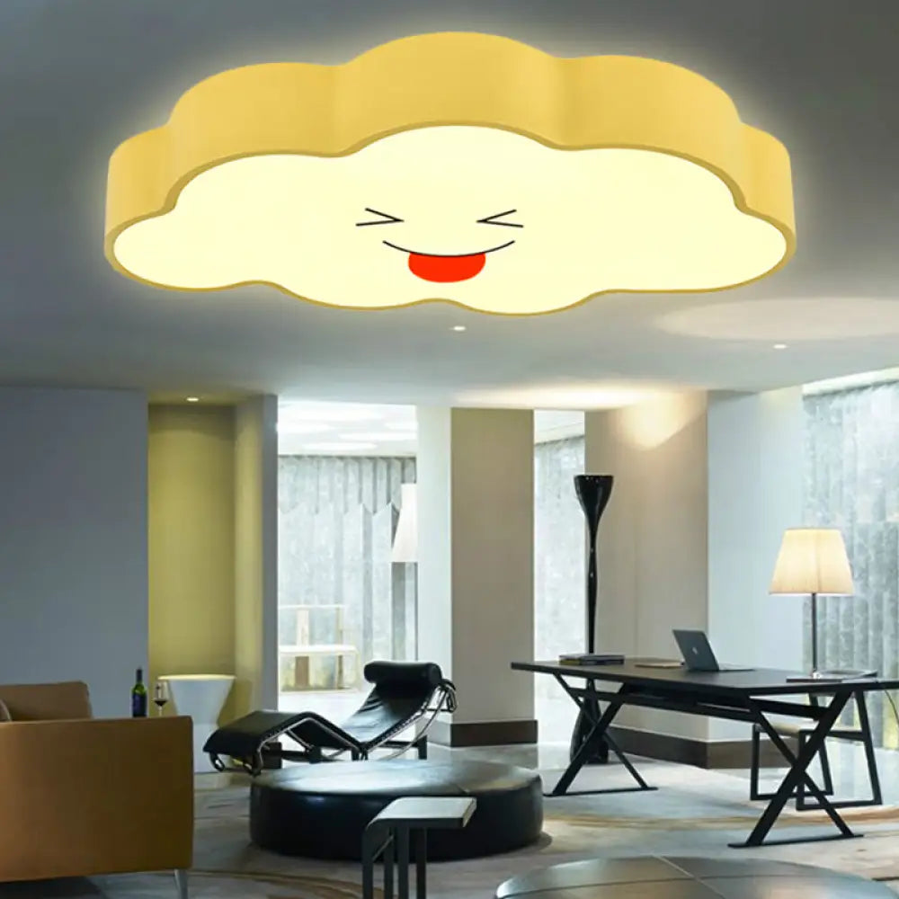 DecorBites™ DecorBites™ Child-Friendly Yellow Cloud Flush Mount Ceiling Lamp for Kindergarten