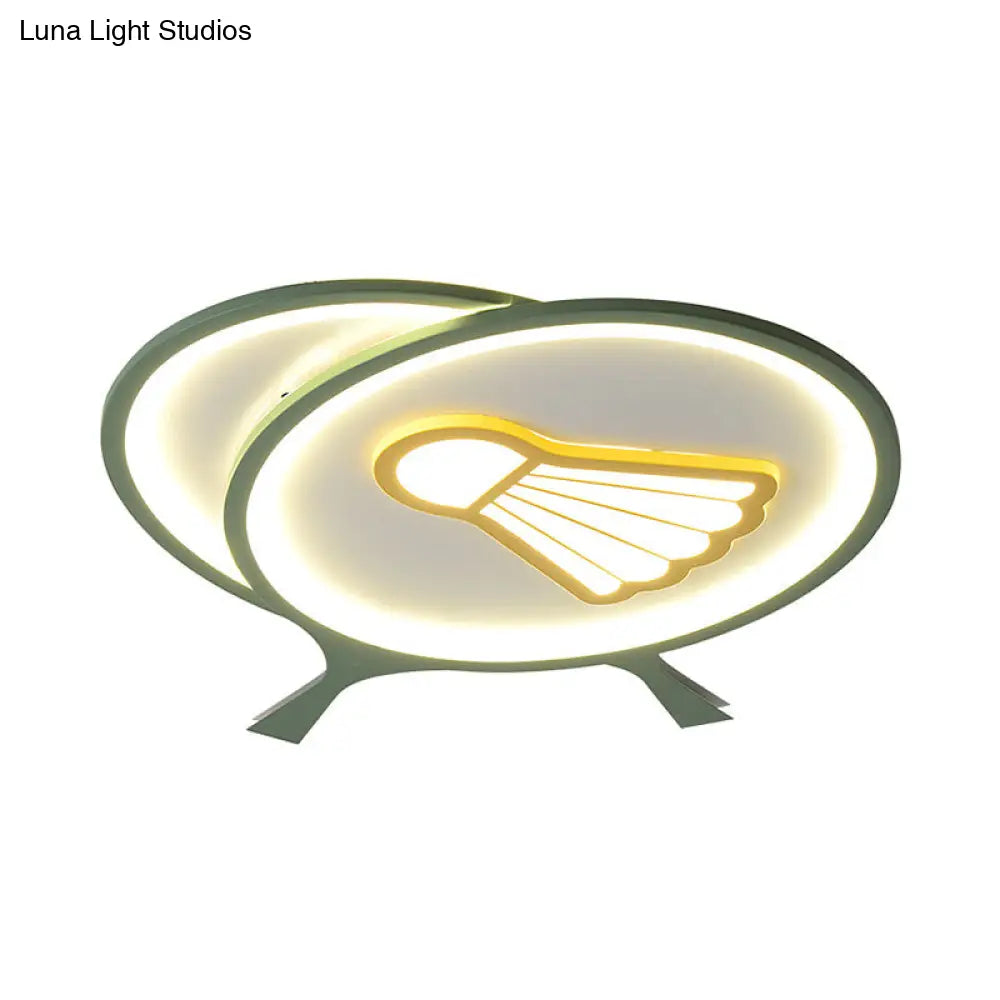 DecorBites™ Children's Badminton Pattern LED Ceiling Light - Green Flush Mount