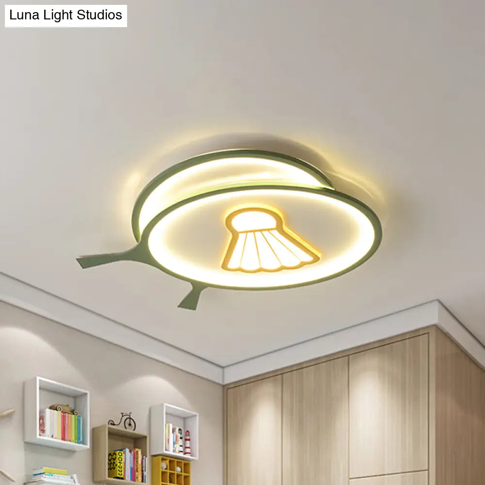 DecorBites™ Children's Badminton Pattern LED Ceiling Light - Green Flush Mount