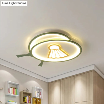 DecorBites™ Children's Badminton Pattern LED Ceiling Light - Green Flush Mount