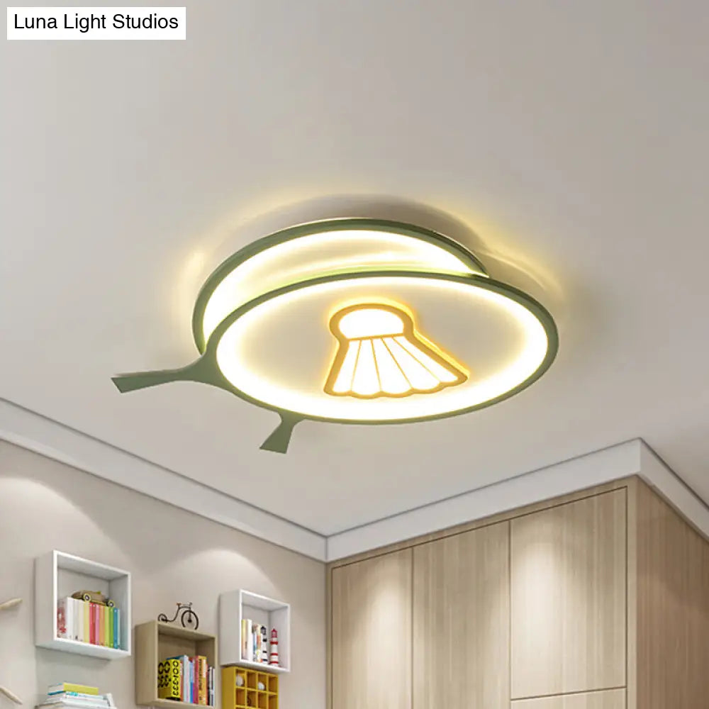 DecorBites™ Children's Badminton Pattern LED Ceiling Light - Green Flush Mount
