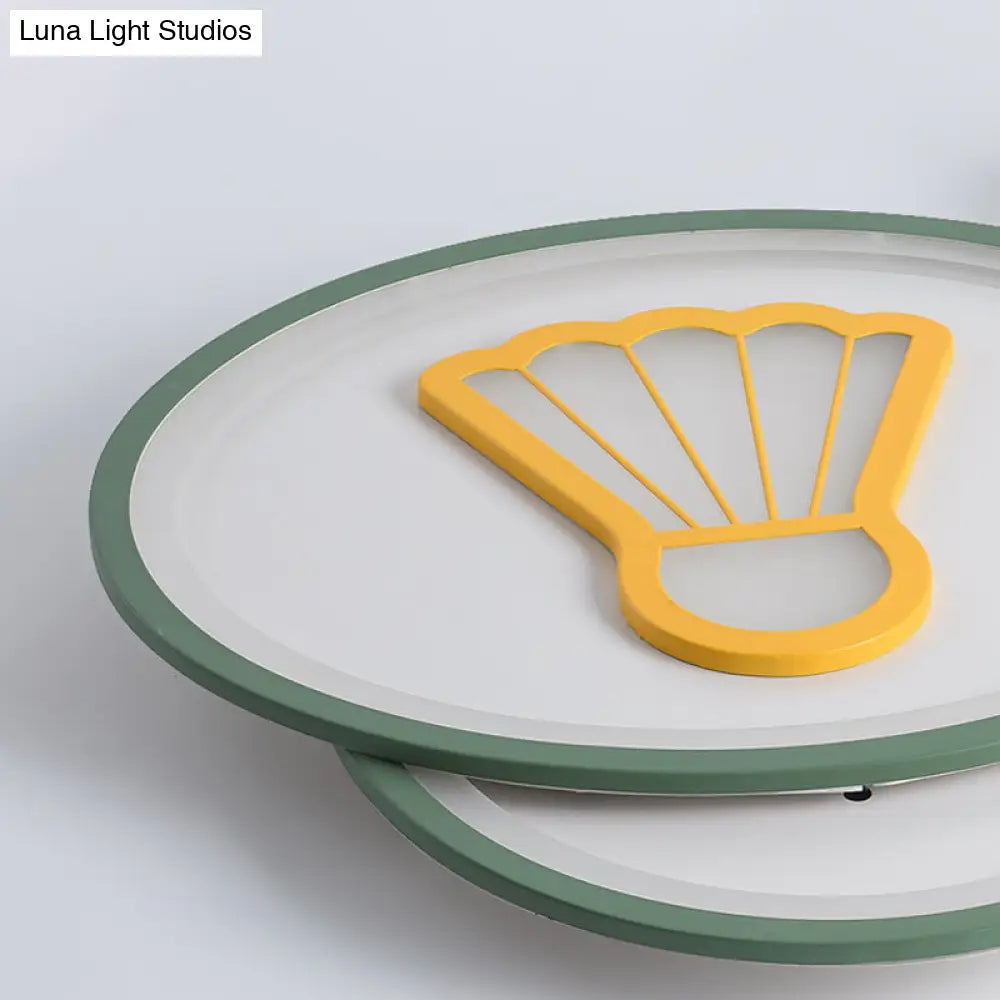 DecorBites™ Children's Badminton Pattern LED Ceiling Light - Green Flush Mount