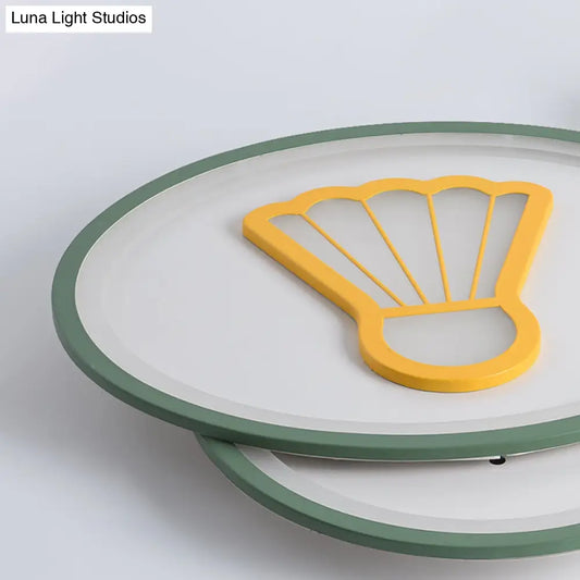 DecorBites™ Children's Badminton Pattern LED Ceiling Light - Green Flush Mount