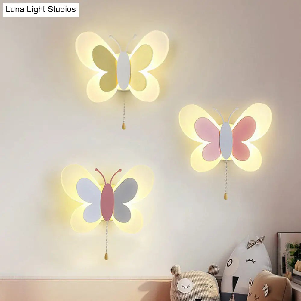 Children's Bedroom Butterfly Wall Mounted LED Lamp - Decorative Acrylic Sconce Light