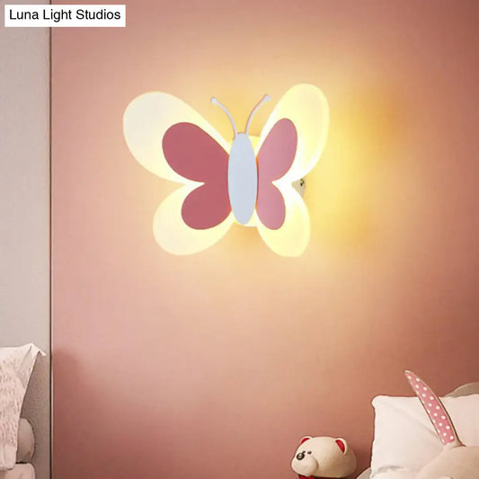 Children's Bedroom Butterfly Wall Mounted LED Lamp - Decorative Acrylic Sconce Light