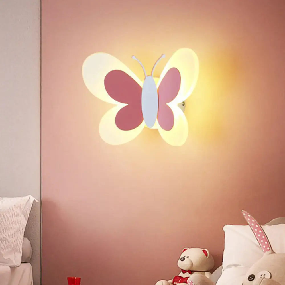 Children's Bedroom Butterfly Wall Mounted LED Lamp - Decorative Acrylic Sconce Light