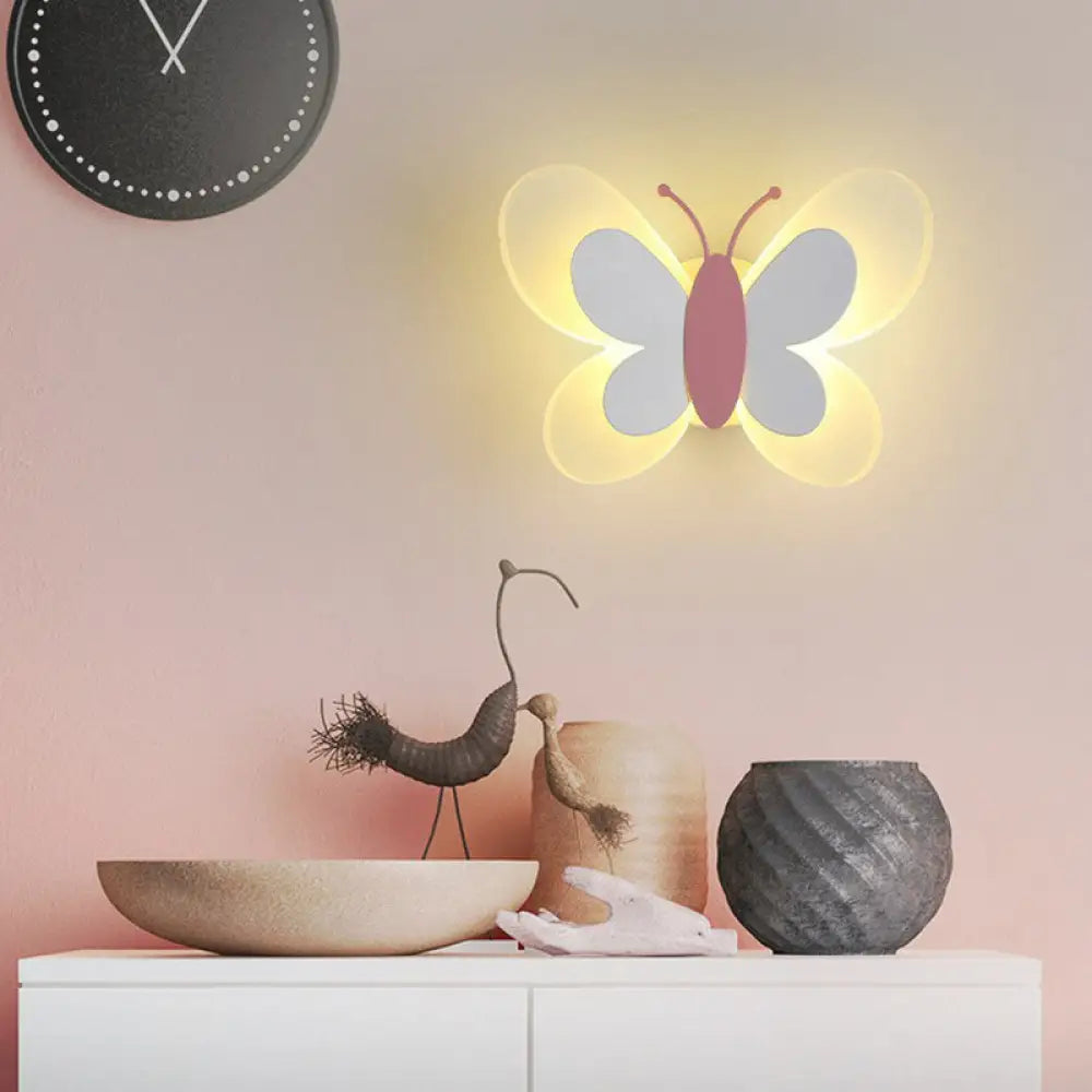 Children's Bedroom Butterfly Wall Mounted LED Lamp - Decorative Acrylic Sconce Light