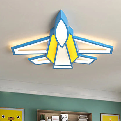 DecorBites™ DecorBites™ Children's Blue and Yellow LED Jet Plane Acrylic Ceiling Flush Mount Light for Bedroom