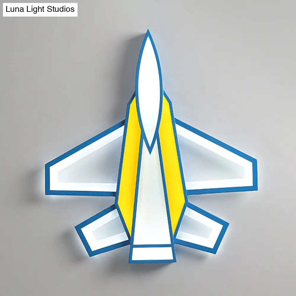 DecorBites™ DecorBites™ Children's Blue and Yellow LED Jet Plane Acrylic Ceiling Flush Mount Light for Bedroom