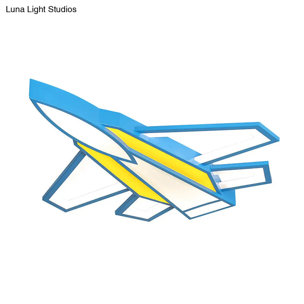 DecorBites™ DecorBites™ Children's Blue and Yellow LED Jet Plane Acrylic Ceiling Flush Mount Light for Bedroom