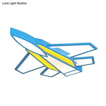 DecorBites™ DecorBites™ Children's Blue and Yellow LED Jet Plane Acrylic Ceiling Flush Mount Light for Bedroom