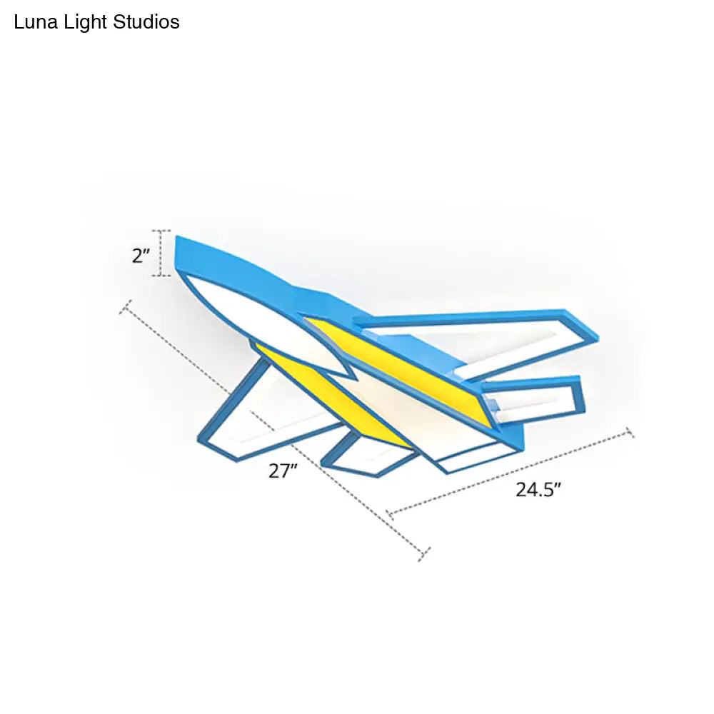 DecorBites™ DecorBites™ Children's Blue and Yellow LED Jet Plane Acrylic Ceiling Flush Mount Light for Bedroom