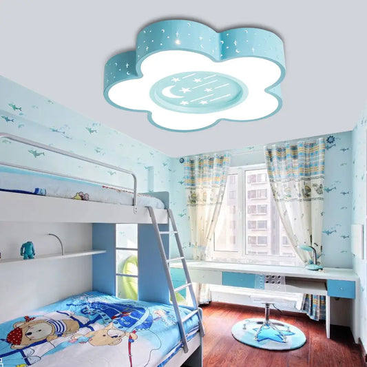 DecorBites™ DecorBites™ Children's Hollow Flower LED Ceiling Mount Light with Moon and Star Cartoon Design