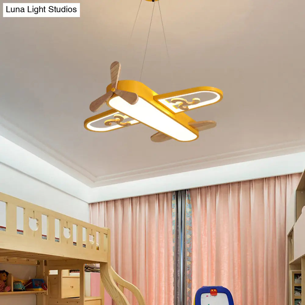 DecorBites™ Childrens Plane Shaped Hanging Lamp Acrylic Bedroom LED Chandelier Pendant Light