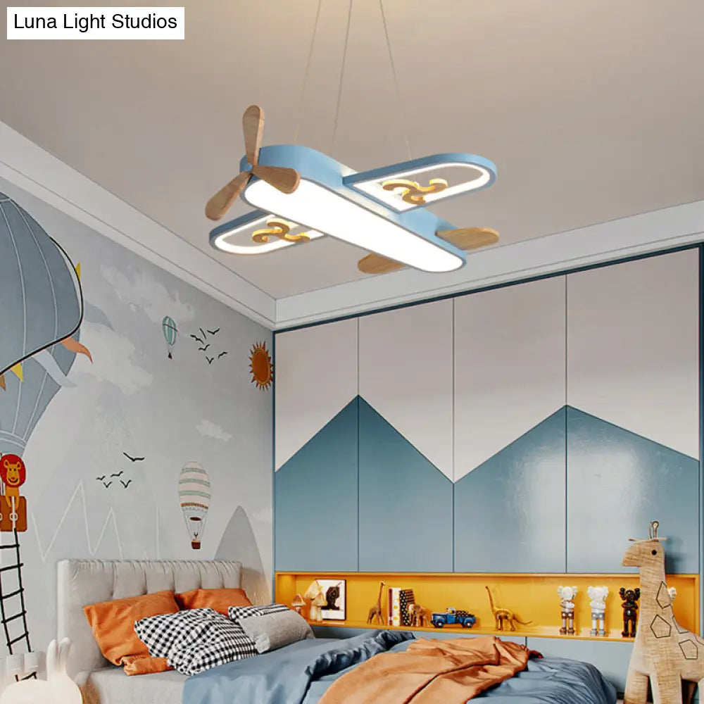 DecorBites™ Childrens Plane Shaped Hanging Lamp Acrylic Bedroom LED Chandelier Pendant Light