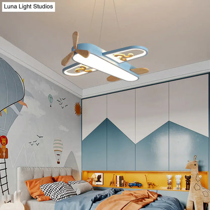 DecorBites™ Childrens Plane Shaped Hanging Lamp Acrylic Bedroom LED Chandelier Pendant Light