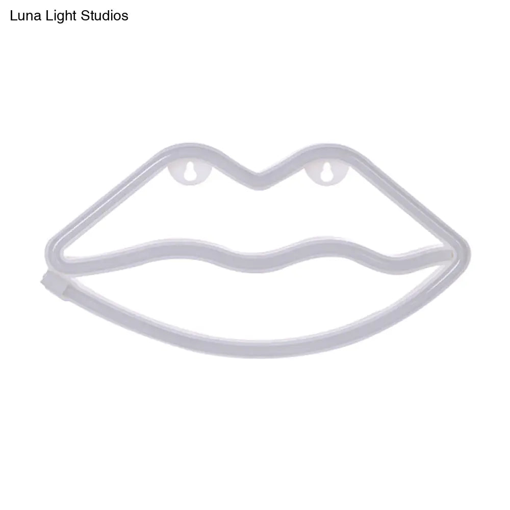 Lámpara de mesilla de noche infantil con forma de labios rojos - Iluminación de pared LED contemporánea de plástico para habitaciones divertidas y modernas