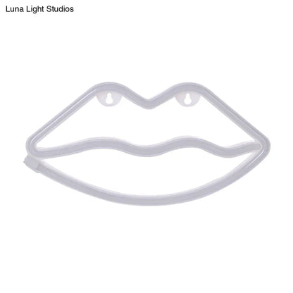 Lámpara de mesilla de noche infantil con forma de labios rojos - Iluminación de pared LED contemporánea de plástico para habitaciones divertidas y modernas