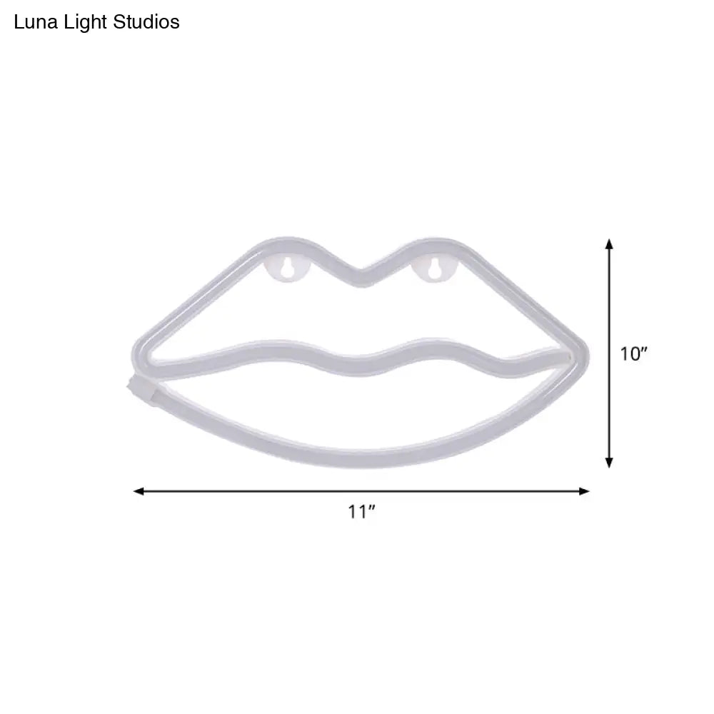 Lámpara de mesilla de noche infantil con forma de labios rojos - Iluminación de pared LED contemporánea de plástico para habitaciones divertidas y modernas