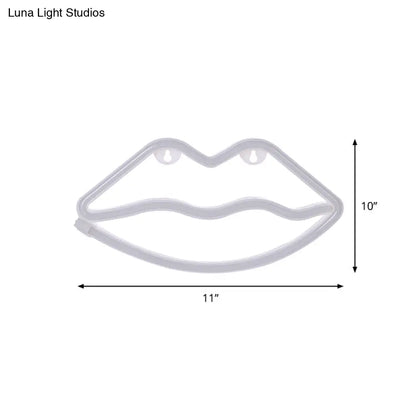 Lámpara de mesilla de noche infantil con forma de labios rojos - Iluminación de pared LED contemporánea de plástico para habitaciones divertidas y modernas