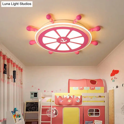 DecorBites™ Children's Room LED Acrylic Flushmount Lamp - Pink Rudder Design, Modernist Style