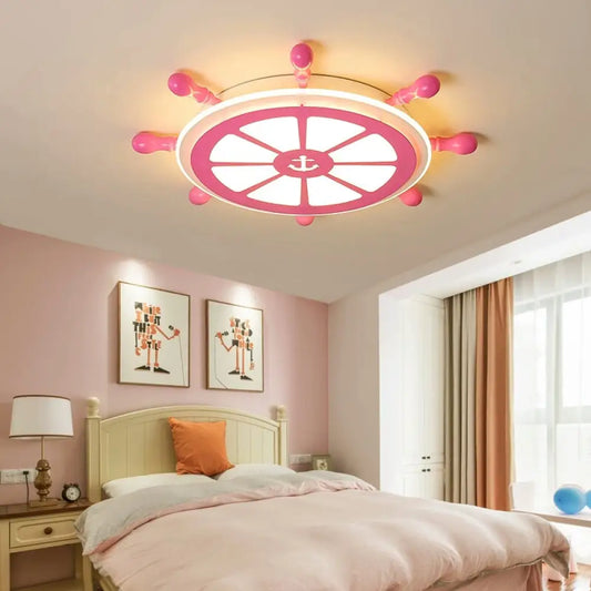 DecorBites™ Children's Room LED Acrylic Flushmount Lamp - Pink Rudder Design, Modernist Style