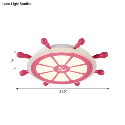 DecorBites™ Children's Room LED Acrylic Flushmount Lamp - Pink Rudder Design, Modernist Style
