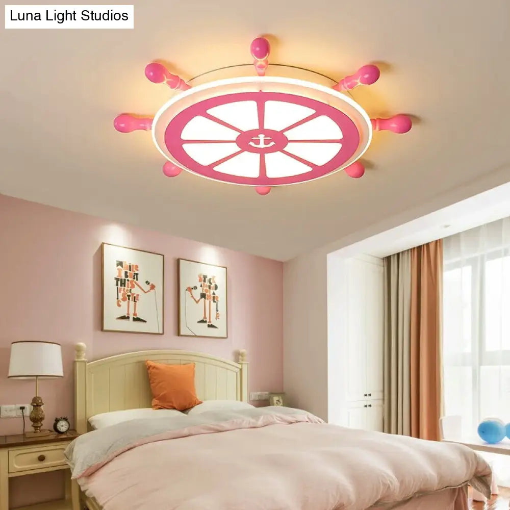 DecorBites™ Children's Room LED Acrylic Flushmount Lamp - Pink Rudder Design, Modernist Style