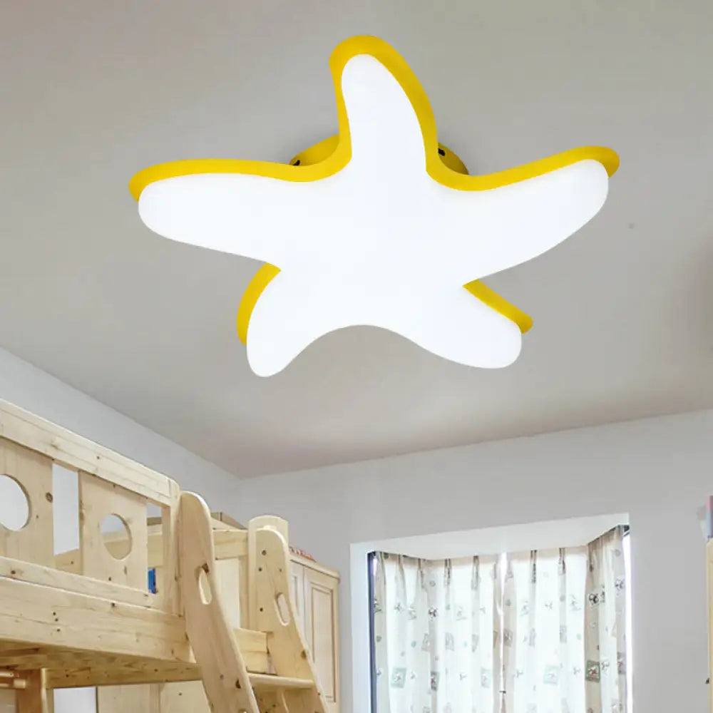 DecorBites™ DecorBites™ Children's Starfish LED Nursery Ceiling Light - Grey/Pink/Yellow Flush Mount Fixture
