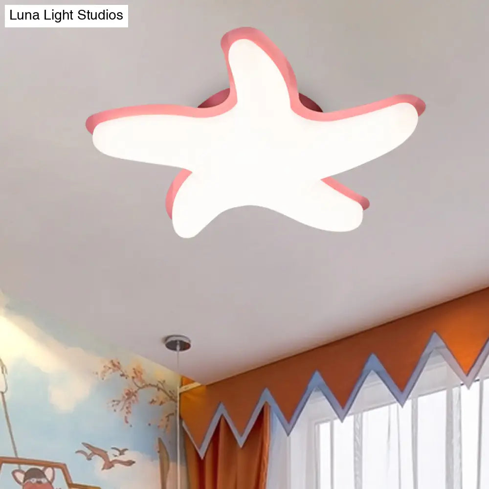 DecorBites™ DecorBites™ Children's Starfish LED Nursery Ceiling Light - Grey/Pink/Yellow Flush Mount Fixture