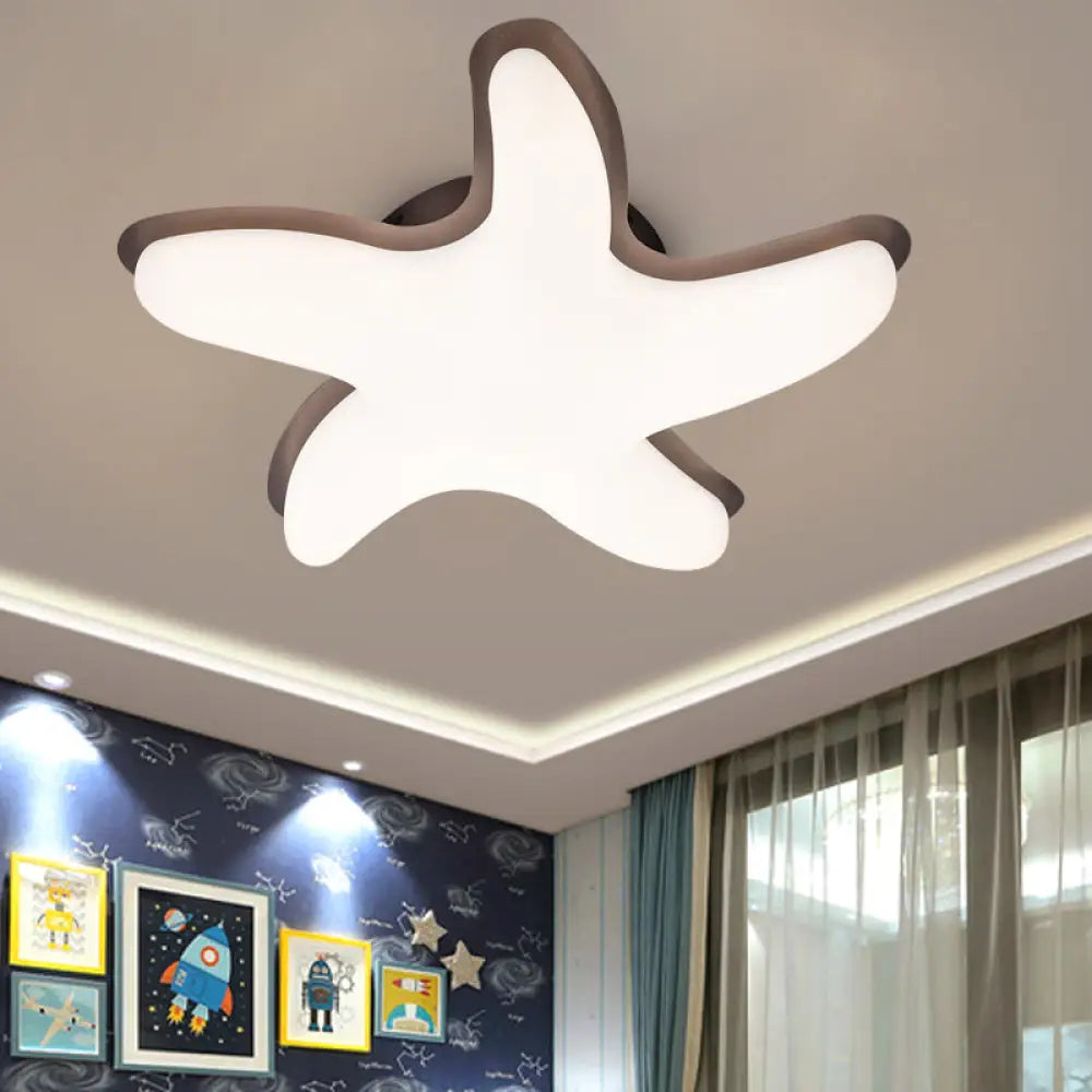DecorBites™ DecorBites™ Children's Starfish LED Nursery Ceiling Light - Grey/Pink/Yellow Flush Mount Fixture