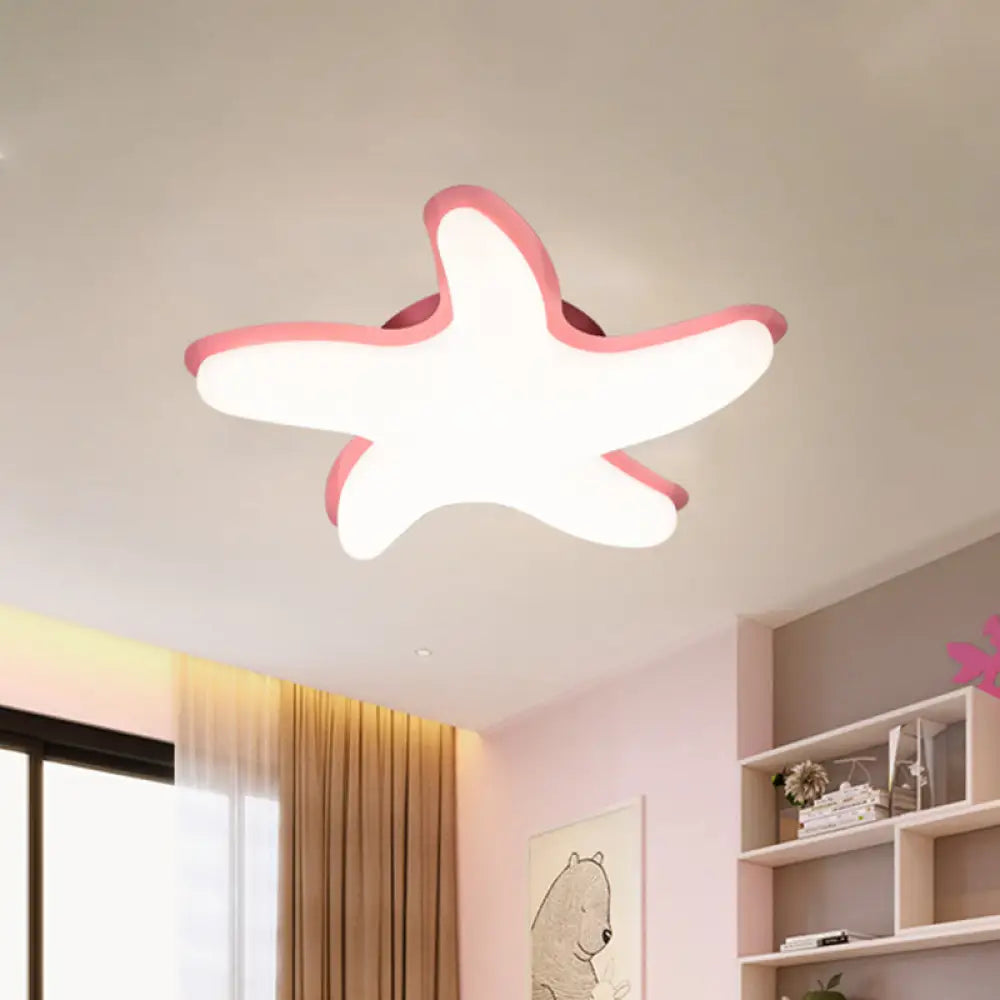 DecorBites™ DecorBites™ Children's Starfish LED Nursery Ceiling Light - Grey/Pink/Yellow Flush Mount Fixture