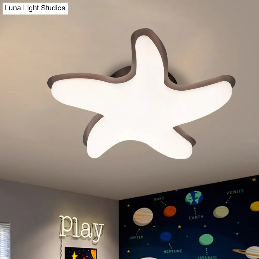 DecorBites™ DecorBites™ Children's Starfish LED Nursery Ceiling Light - Grey/Pink/Yellow Flush Mount Fixture