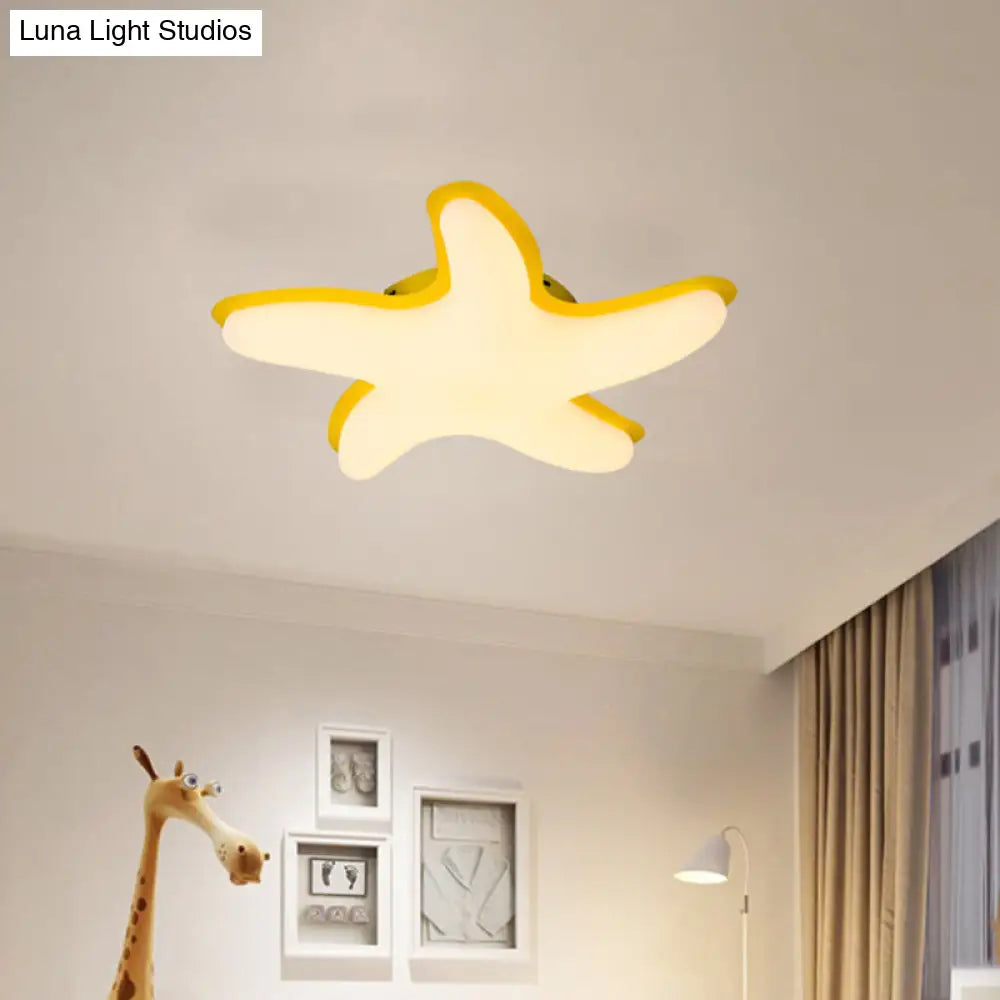 DecorBites™ DecorBites™ Children's Starfish LED Nursery Ceiling Light - Grey/Pink/Yellow Flush Mount Fixture