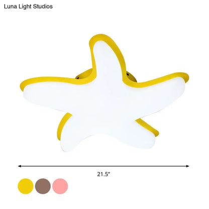 DecorBites™ DecorBites™ Children's Starfish LED Nursery Ceiling Light - Grey/Pink/Yellow Flush Mount Fixture
