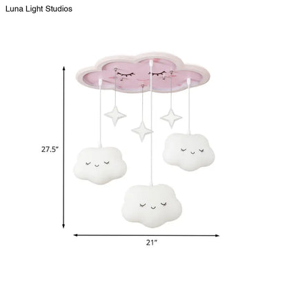 Lámpara de techo LED infantil DecorBites™ Sweet Dream Cloud para dormitorio, con cortina, acrílico y montaje empotrado, en color blanco.
