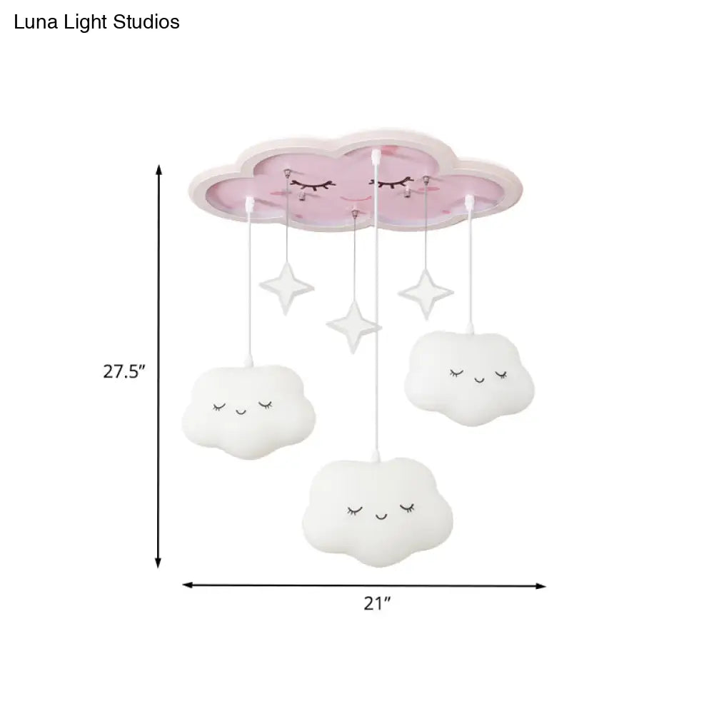 Lámpara de techo LED infantil DecorBites™ Sweet Dream Cloud para dormitorio, con cortina, acrílico y montaje empotrado, en color blanco.