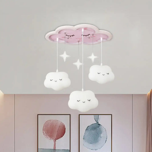 DecorBites™ DecorBites™ Children's Sweet Dream Cloud LED Ceiling Light for Bedroom - with Draping, Acrylic, and Flush Mount - in White