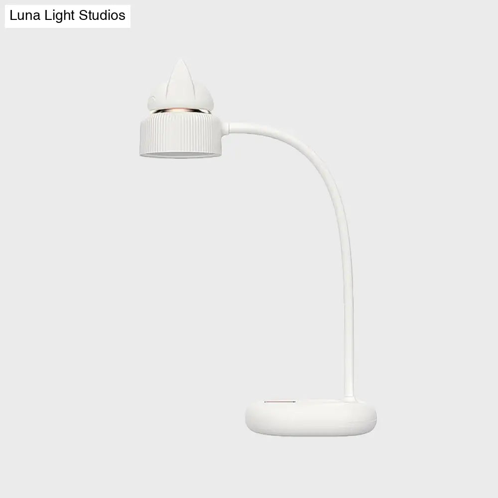 Lámpara de mesa LED infantil recargable por USB: Lámpara de mesa giratoria con forma de gato (blanca/rosa/verde).