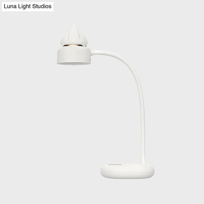 Lámpara de mesa LED infantil recargable por USB: Lámpara de mesa giratoria con forma de gato (blanca/rosa/verde).