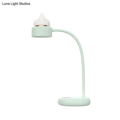 Lámpara de mesa LED infantil recargable por USB: Lámpara de mesa giratoria con forma de gato (blanca/rosa/verde).