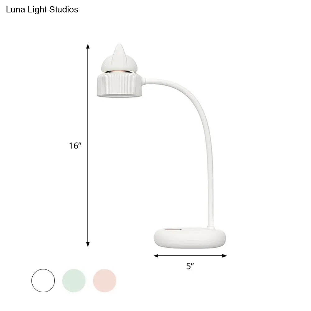 Lámpara de mesa LED infantil recargable por USB: Lámpara de mesa giratoria con forma de gato (blanca/rosa/verde).