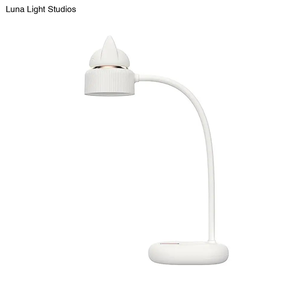 Lámpara de mesa LED infantil recargable por USB: Lámpara de mesa giratoria con forma de gato (blanca/rosa/verde).